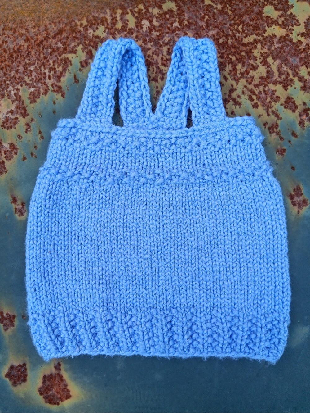 Handmade Hand Knit Baby Periwinkle Blue Purple 100% Cotton Racerback Tank Top NB